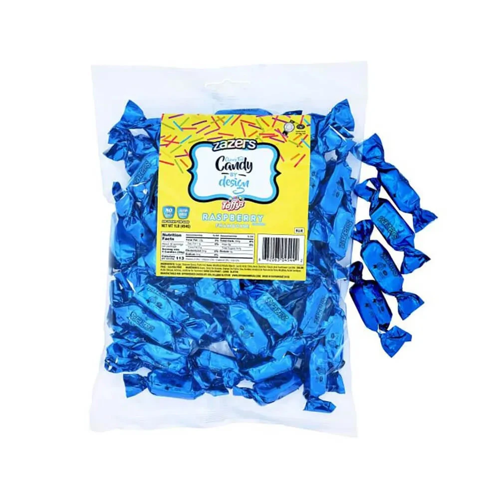 Zazers Blue Foiled Red Raspberry Chewy Candy: 1LB Bag 3 Zazers Blue Foiled Red Raspberry Chewy Candy: 1LB Bag